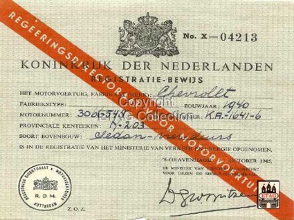 N-203 Registratiebewijs, 1945 (collectie ETAG)