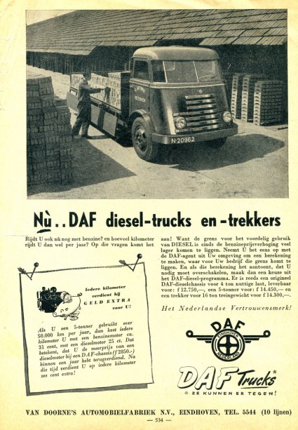 DAF (bron: Bedrijfsvervoer, september 1950)