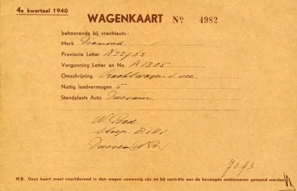 Wagenkaart, 1940 (collectie T. Lensvelt)