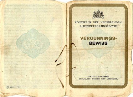Vergunning voor de Triumph van H. Bouwmans (Collectie T. Bouwmans)
