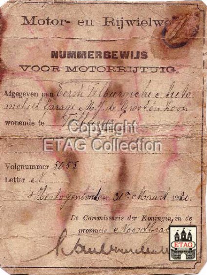 Nummerbewijs N-5055 (collectie ETAG)