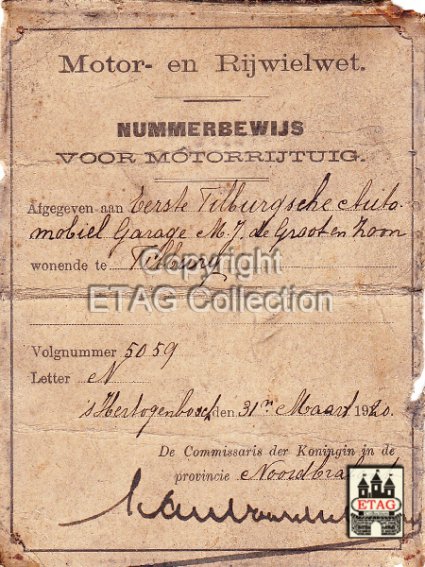 Nummerbewijs N-5059 (collectie ETAG)