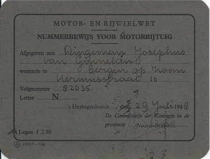 Nummerbewijs 1948.