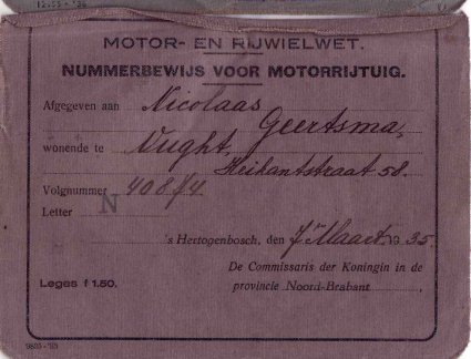 Brabants nummerbewijs (1935)