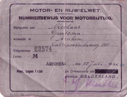 Gelders nummerbewijs (1942)