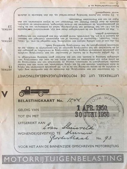 Belastingkaart N-50818, 1950 (collectie: T. van Sluisveld)