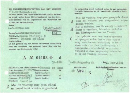 N-57672 Vergunning voor Studebaker (collectie Bergen op Stoom)