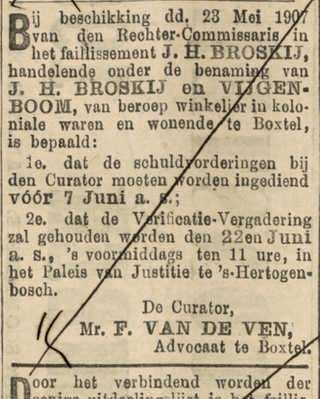 Bron: Prov. Noordbr. en 's-Hertogenbossche Crt., 24 mei 1907