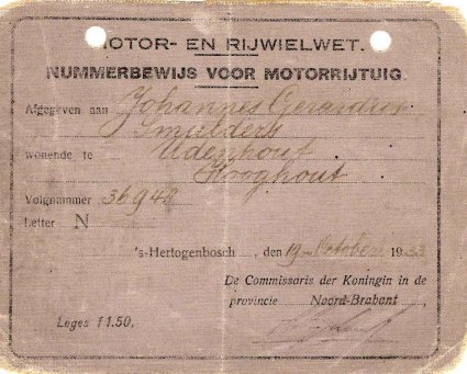 Nummerbewijs (coll. H. Smulders)