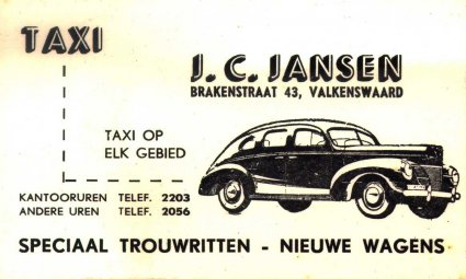 Visitekaartje van het taxibedrijf