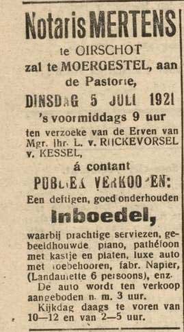 Bron: Nieuwsblad van het Zuiden, 30 juni 1921