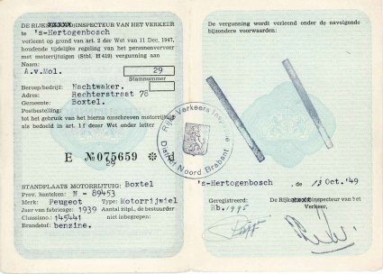 Gebruiksvergunning, binnenkant (bron: Heemkunde Boxtel)