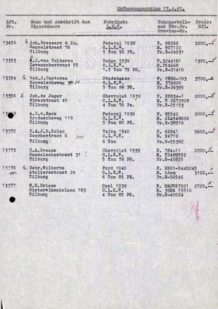 Lijst van gevorderde vrachtwagens (Archief gemeentebestuur Tilburg 1938-1985, inv. nr. 5631, scan 215)