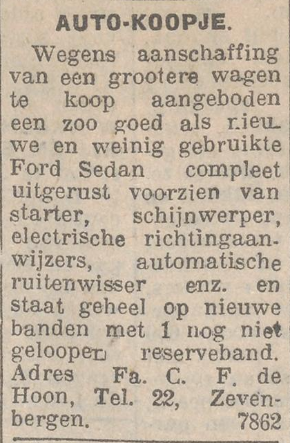 Advertentie Dagblad van Noord-Brabant, 16 maart 1929 (bron: Delpher.nl)