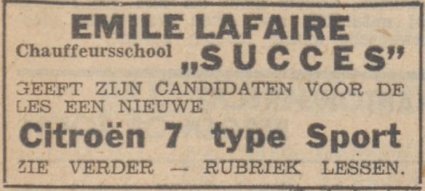 Lafaire Citroën 7 sport - Dagblad van Noord-Brabant, 16 maart 1940