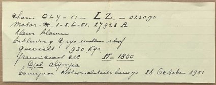 Notitie over Opel Olympia (collectie A. v. Zelst)
