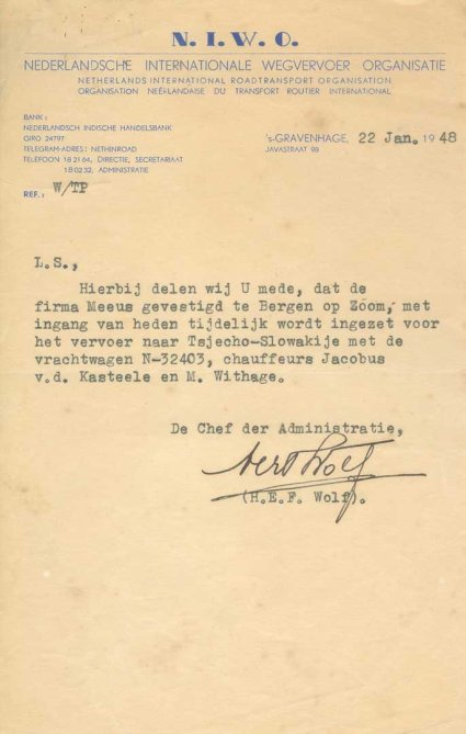 Transport naar Tsjechoslowakije (bron: particuliere collectie)