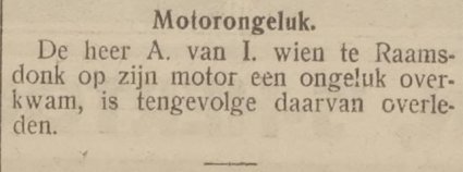Bericht over het ongeval (Bron: Het Huisgezin, 4 augustus 1920)
