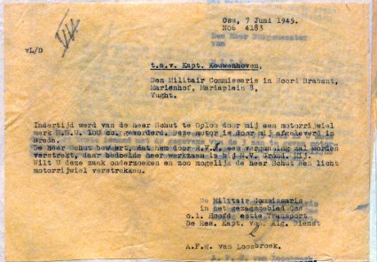 Verzoek aan Prov. Mil. Commissaris (bron: Militair Gezag in Noord-Brabant, 1944 - 1946, inv. nr. 519, scan 127)
