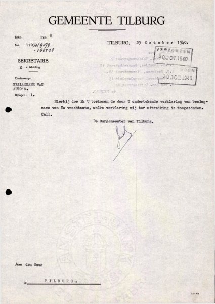 Bron: Regionaal Archief Tilburg, toegang 484, Gemeentebestuur Tilburg 1938-1985, inv. nr. 5630, scan 66
