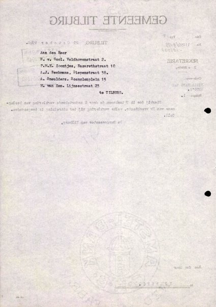 Bron: Regionaal Archief Tilburg, toegang 484, Gemeentebestuur Tilburg 1938-1985, inv. nr. 5630, scan 67