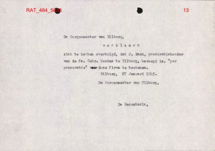Bron: Regionaal Archief Tilburg, toegang 484, Gemeentebestuur Tilburg 1938-1985, inv. nr. 5633, scan 13