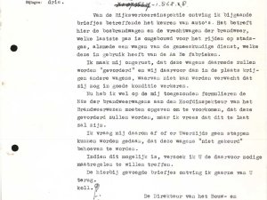 Brief van de directeur BWT en Brandweer (Bron: Regionaal Archief Tilburg, Archief gemeentebestuur Tilburg 1938-1985, inv. nr. 5632, scan 98)