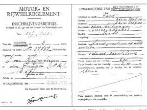 Inschrijvingsbewijs van de Ford AA, 1938 (bron: Het Griensvenneke 2021 nr. 2, blz. 23)