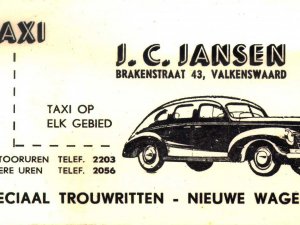 Visitekaartje van het taxibedrijf