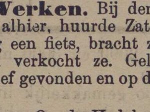 Krantenbericht van gestolen fiets (1909)