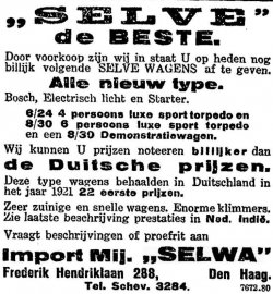 Advertentie voor Selve, 1922