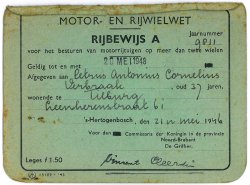 Rijbewijs van Piet Verbraak, 1946