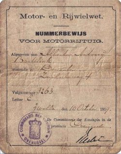 Nummerbewijs E-3263 (1919)