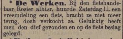 Krantenbericht van gestolen fiets (1909)