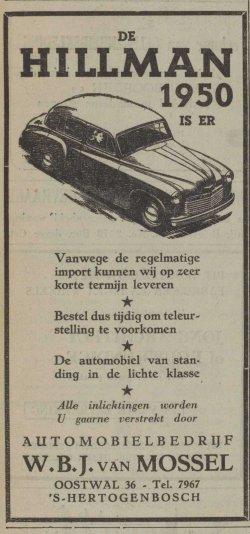 Hillman (bron: Dagblad voor Oss e.o., 25 feb. 1950)