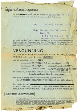 Vergunning goederenvervoer, 1944