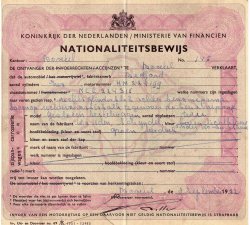 Nationaliteitsbewijs voor een Bedford, 1952
