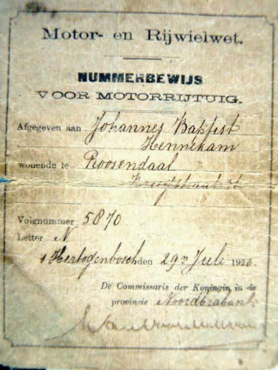 Nummerbewijs (coll. E. Hennekam)
