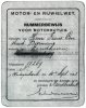 Nummerbewijs uitgegeven in 1923.